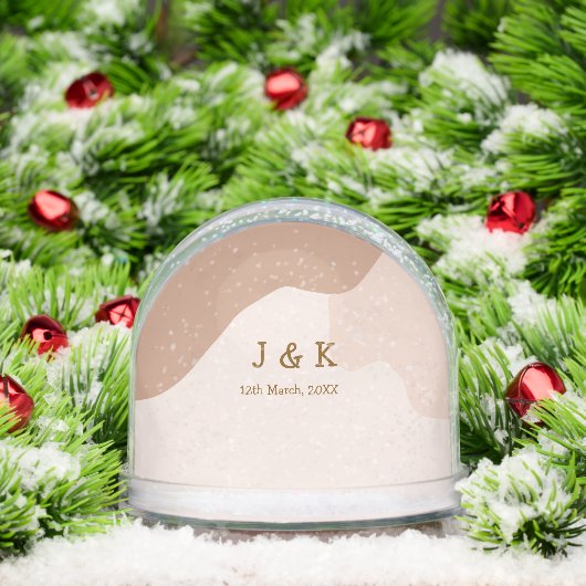 Beige boho curvy orange wedding name date (クリスマス)