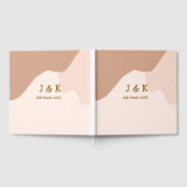 Beige boho curvy orange wedding name date ゲストブック (全面)