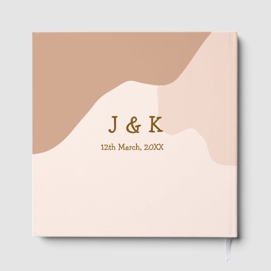 Beige boho curvy orange wedding name date ゲストブック (裏面)