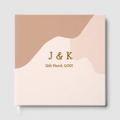 Beige boho curvy orange wedding name date ゲストブック (正面)