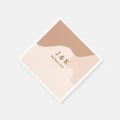 Beige boho curvy orange wedding name date スタンダードカクテルナプキン (角)