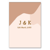 Beige boho curvy orange wedding name date テーブルナンバー (裏面)