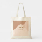 Beige boho curvy orange wedding name date トートバッグ (裏面)