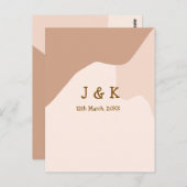 Beige boho curvy orange wedding name date ポストカード (正面/裏面)