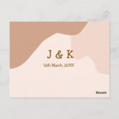 Beige boho curvy orange wedding name date ポストカード (裏面)