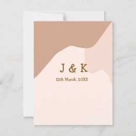 Beige boho curvy orange wedding name date ポストカード