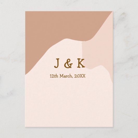 Beige boho curvy orange wedding name date ポストカード (正面)