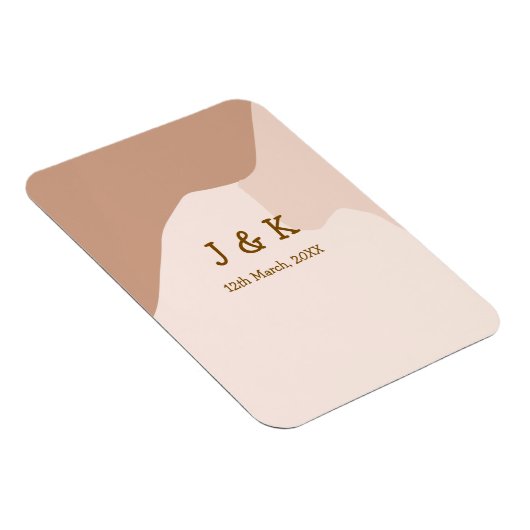 Beige boho curvy orange wedding name date マグネット (右側)