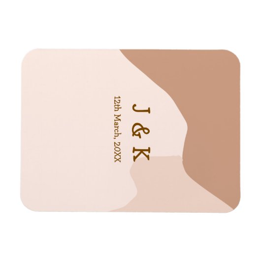 Beige boho curvy orange wedding name date マグネット (横)