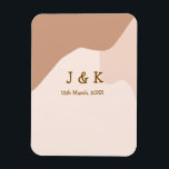 Beige boho curvy orange wedding name date マグネット<br><div class="desc">design</div>