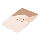 Beige boho curvy orange wedding name date マグネット (左側)