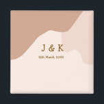 Beige boho curvy orange wedding name date マグネット<br><div class="desc">design</div>