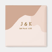 Beige boho curvy orange wedding name date マグネット (正面)