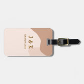 Beige boho curvy orange wedding name date ラゲッジタグ (正面横)