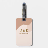 Beige boho curvy orange wedding name date ラゲッジタグ (裏面縦)