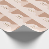 Beige boho curvy orange wedding name date ラッピングペーパー (角)