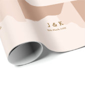 Beige boho curvy orange wedding name date ラッピングペーパー (ロールコーナー)