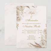 Beige Boho floral Spanish Wedding Invitation 招待状 (正面/裏面)