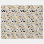 Beige Boho Neutral Botanical Cream Leaves Pattern  フリースブランケット (正面(横))
