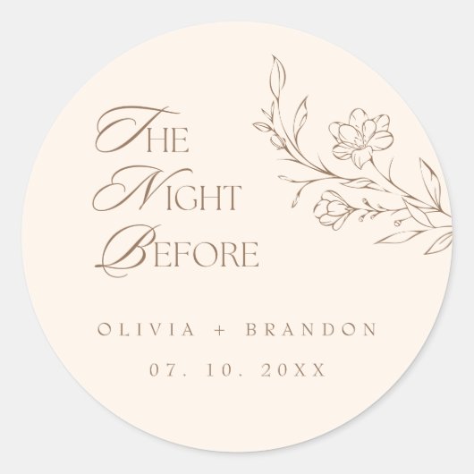 Beige Boho Nightリハーサルのディナー結婚の前 ラウンドシール (正面)