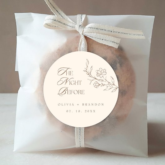 Beige Boho Nightリハーサルのディナー結婚の前 ラウンドシール