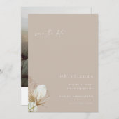 Beige Boho Photo bohemianで日付を保存 招待状 (正面/裏面)