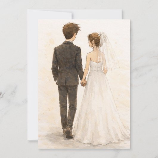 Beige Boho Whimsical Watercolor Wedding 招待状 (裏面)