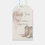 Beige BootsまたはBows Gender Revealに感謝 ギフトタグ (裏面)