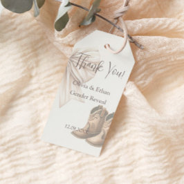 Beige BootsまたはBows Gender Revealに感謝 ギフトタグ