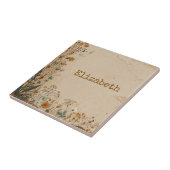 Beige Border Rustic Boho Wildflower  タイル (側面)