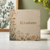 Beige Border Rustic Boho Wildflower  タイル