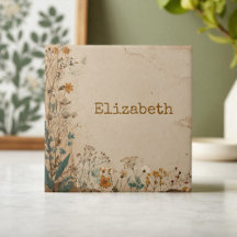 Beige Border Rustic Boho Wildflower 