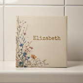 Beige Border Rustic Boho Wildflower  タイル