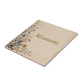 Beige Border Rustic Boho Wildflower  タイル (側面)