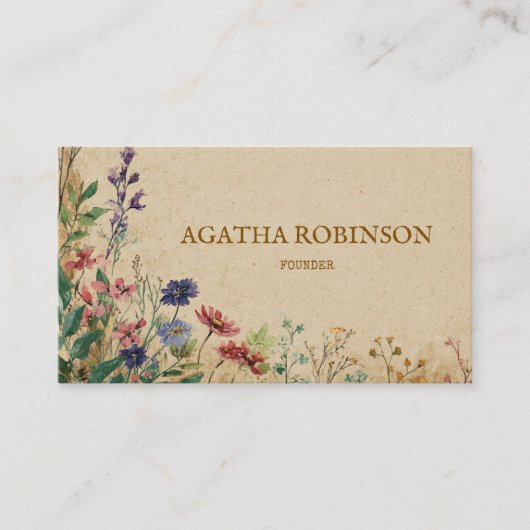 Beige Border Rustic Boho Wildflower Clothing 名刺 (正面)