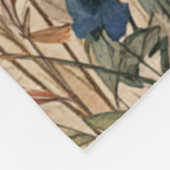 Beige Border Rustic Boho Wildflower Watercolor フリースブランケット (角)