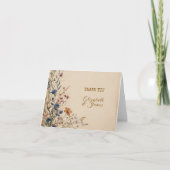 Beige Border Rustic Boho Wildflower Wedding サンキューカード (正面)