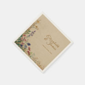 Beige Border Rustic Boho Wildflower Wedding スタンダードカクテルナプキン (角)