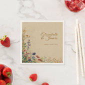 Beige Border Rustic Boho Wildflower Wedding スタンダードカクテルナプキン (インサイチュ)