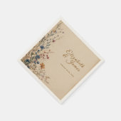 Beige Border Rustic Boho Wildflower Wedding スタンダードカクテルナプキン (角)