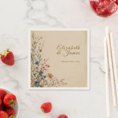 Beige Border Rustic Boho Wildflower Wedding スタンダードカクテルナプキン (インサイチュ)