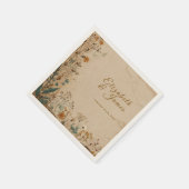 Beige Border Rustic Boho Wildflower Wedding スタンダードカクテルナプキン (角)