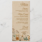 Beige Border Rustic Boho Wildflower Wedding メニュー (正面)
