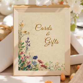 Beige Border Rustic Boho Wildflower Wedding Sign フォトプリント