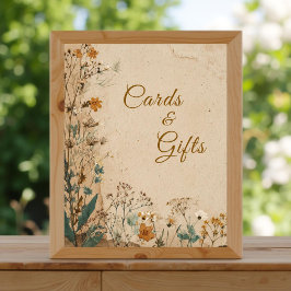 Beige Border Rustic Boho Wildflower Wedding Sign フォトプリント