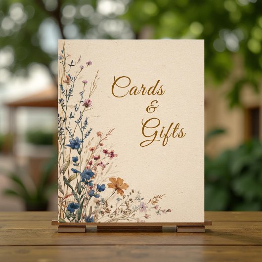 Beige Border Rustic Boho Wildflower Wedding Sign フォトプリント