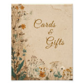 Beige Border Rustic Boho Wildflower Wedding Sign フォトプリント (正面)