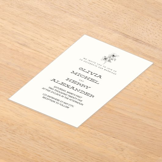 BEIGE BOTANIC CLASSY INVITATION アクリル招待状 (レイダウン)