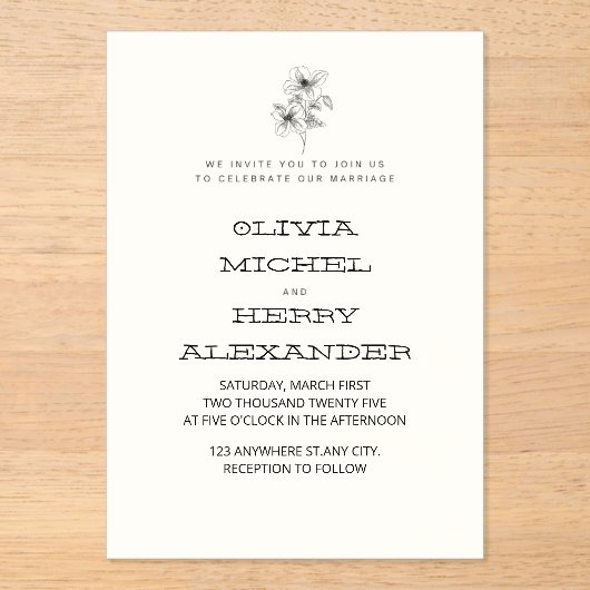 BEIGE BOTANIC CLASSY INVITATION アクリル招待状 (正面)