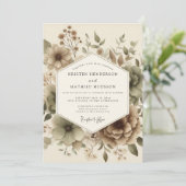 Beige Botanical Autumn Wedding 招待状 (スタンド正面)